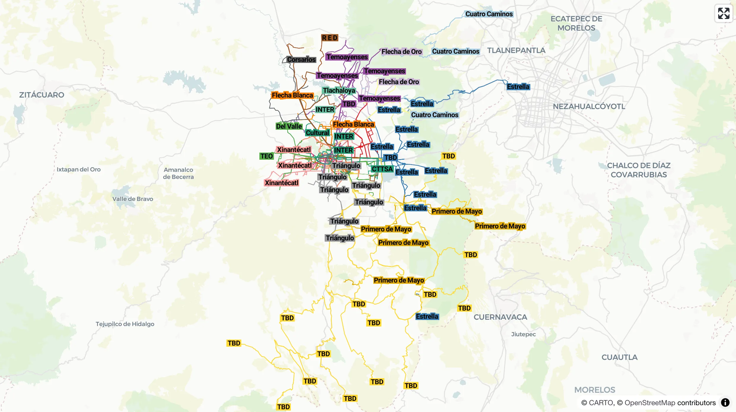 GTFS / Rutas de transporte concesionado - Toluca, Estado de México