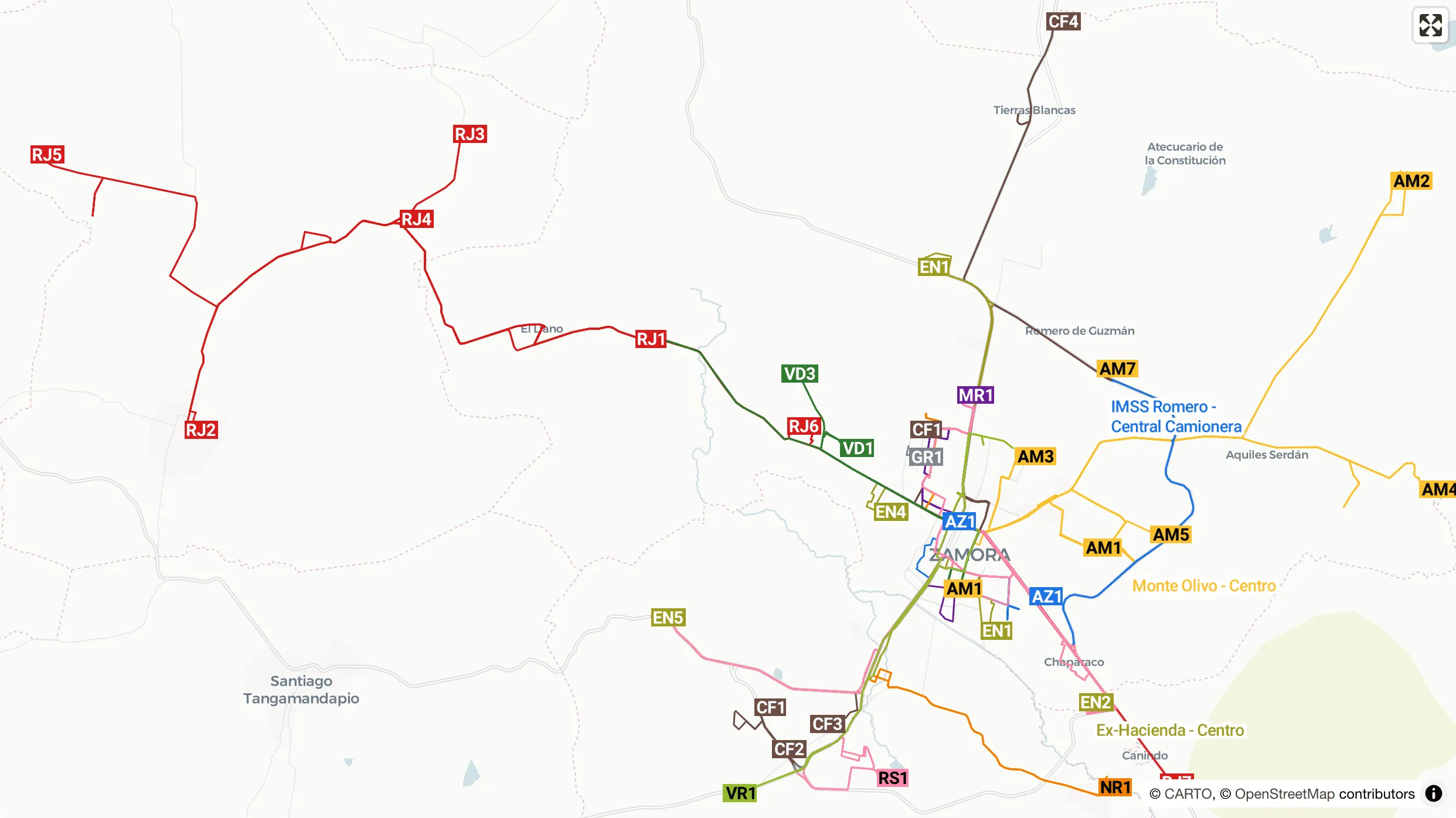 GTFS / Rutas de transporte concesionado - Zamora, Michoacán