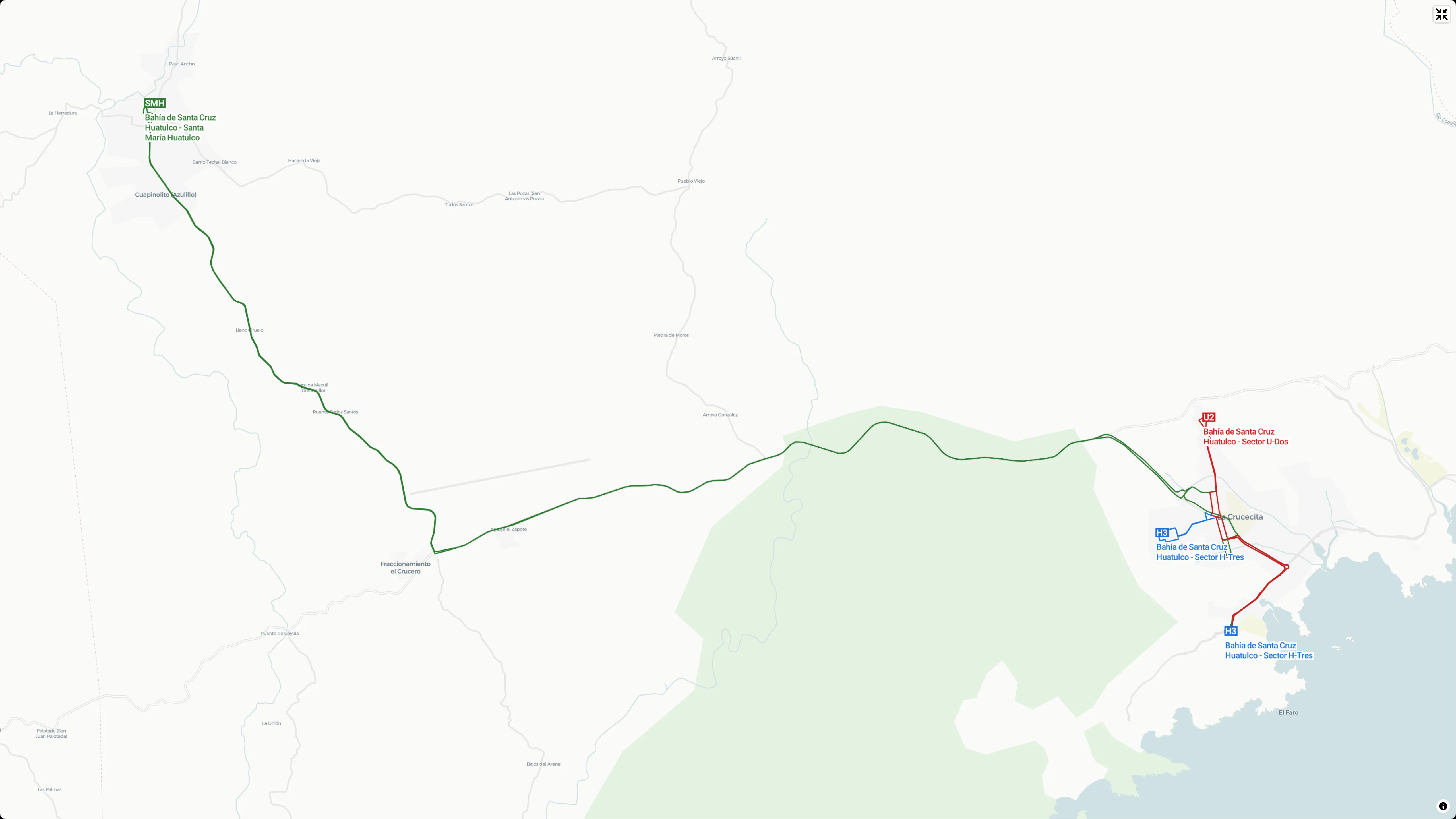 GTFS / Rutas de transporte concesionado - Bahías de Huatulco, Oaxaca