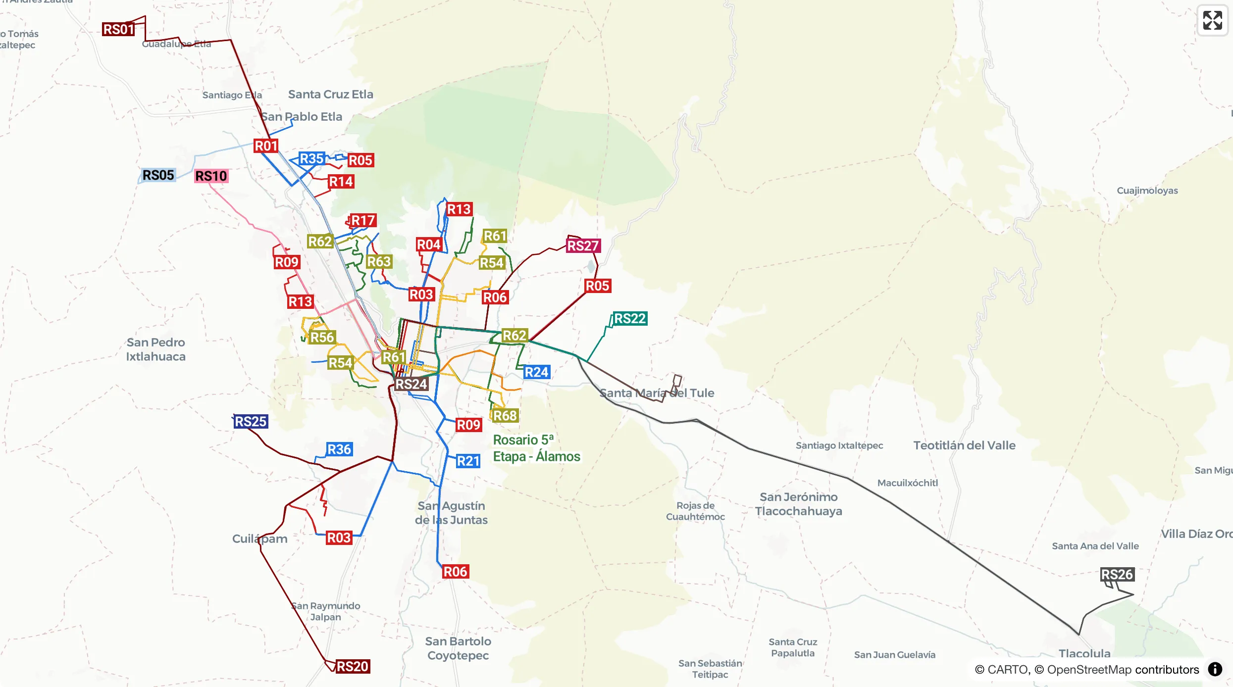 GTFS / Rutas de transporte concesionado - Oaxaca de Juárez, Oaxaca