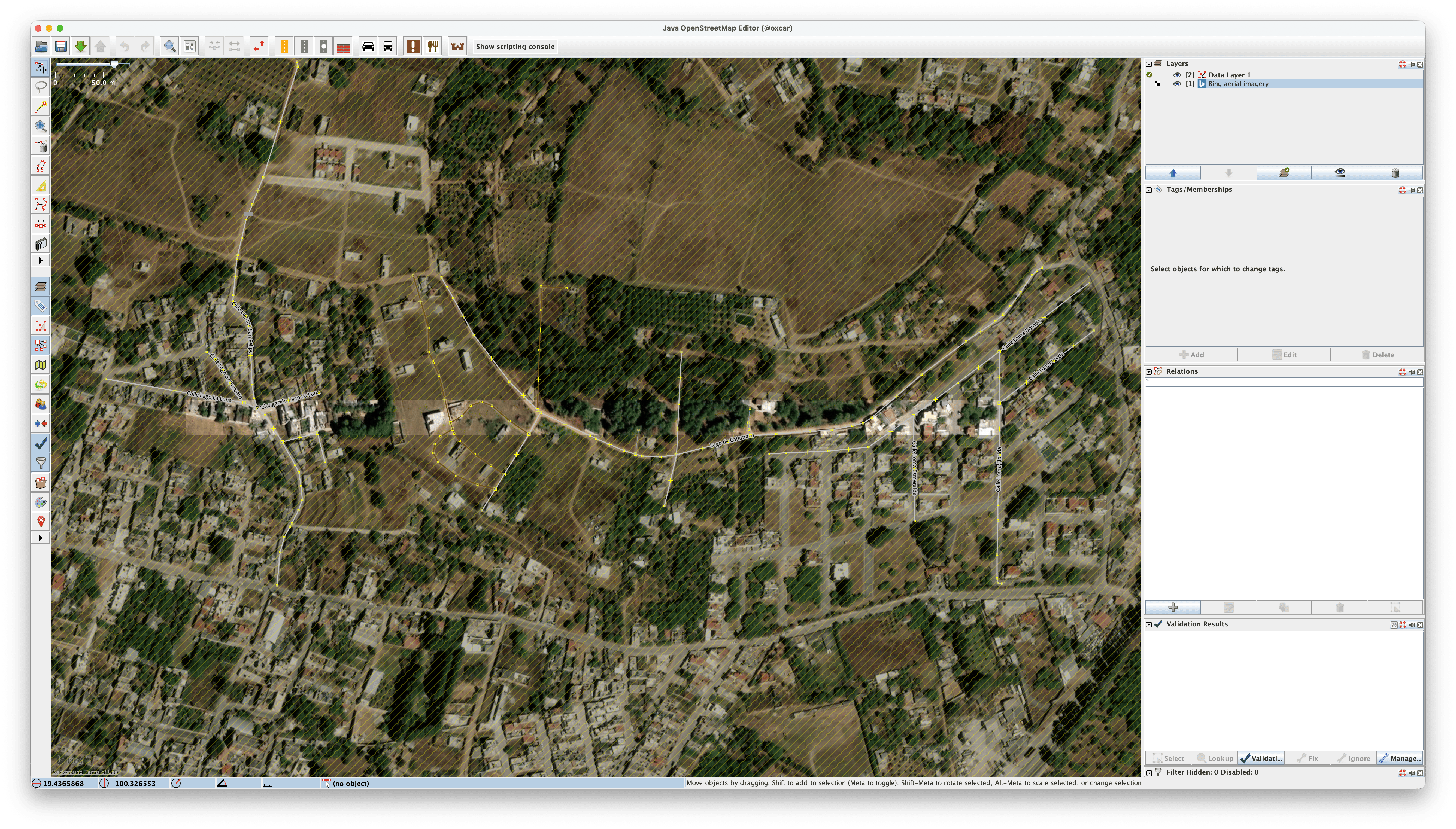 Imágenes de satélite en JOSM