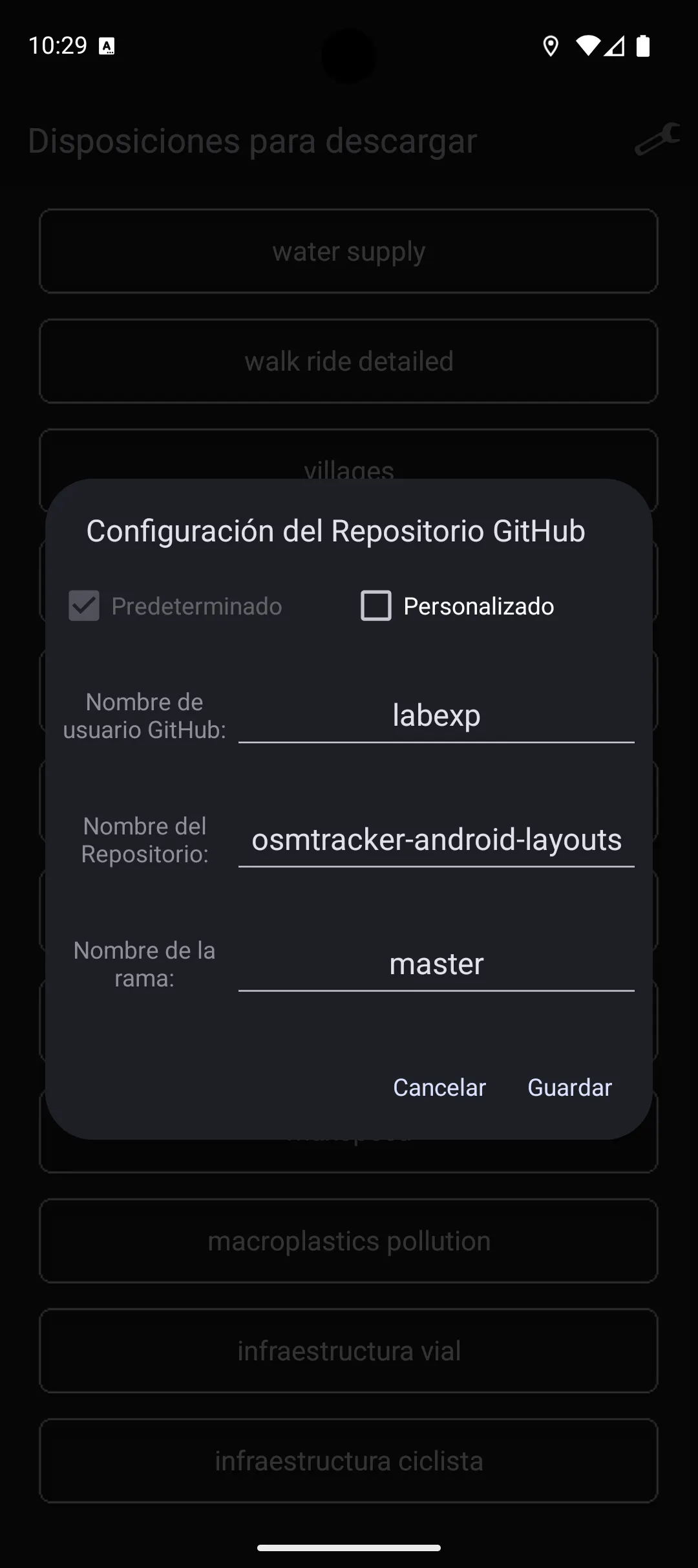 Seleccionar personalizado