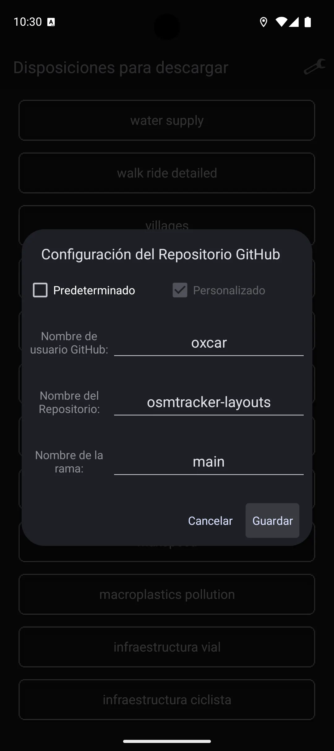 Configurar los datos del repositorio