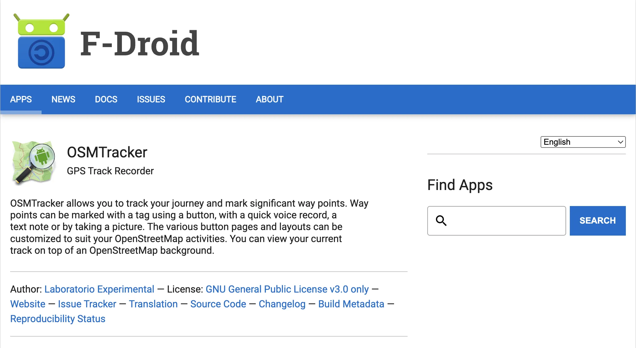 OSMTracker en F-Droid.