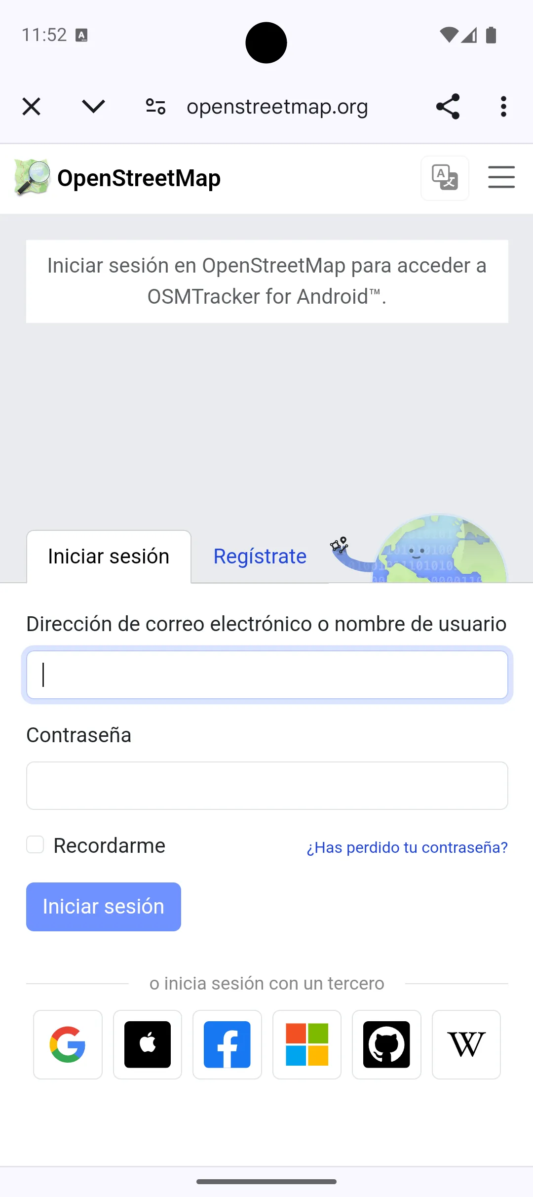 Crear una cuenta en OpenSteetMap no tiene costo.