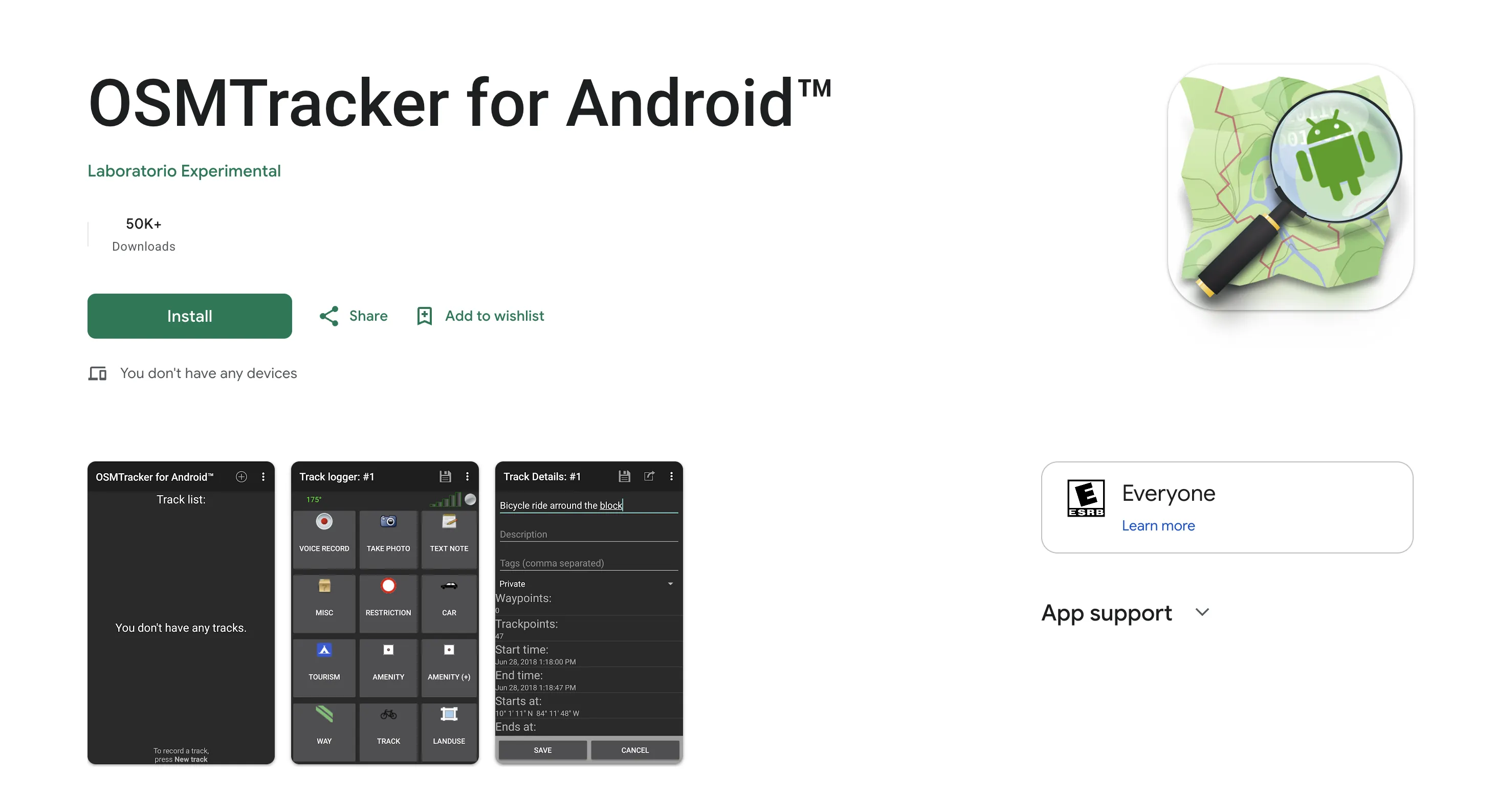 OSMTracker en Google Play Store.