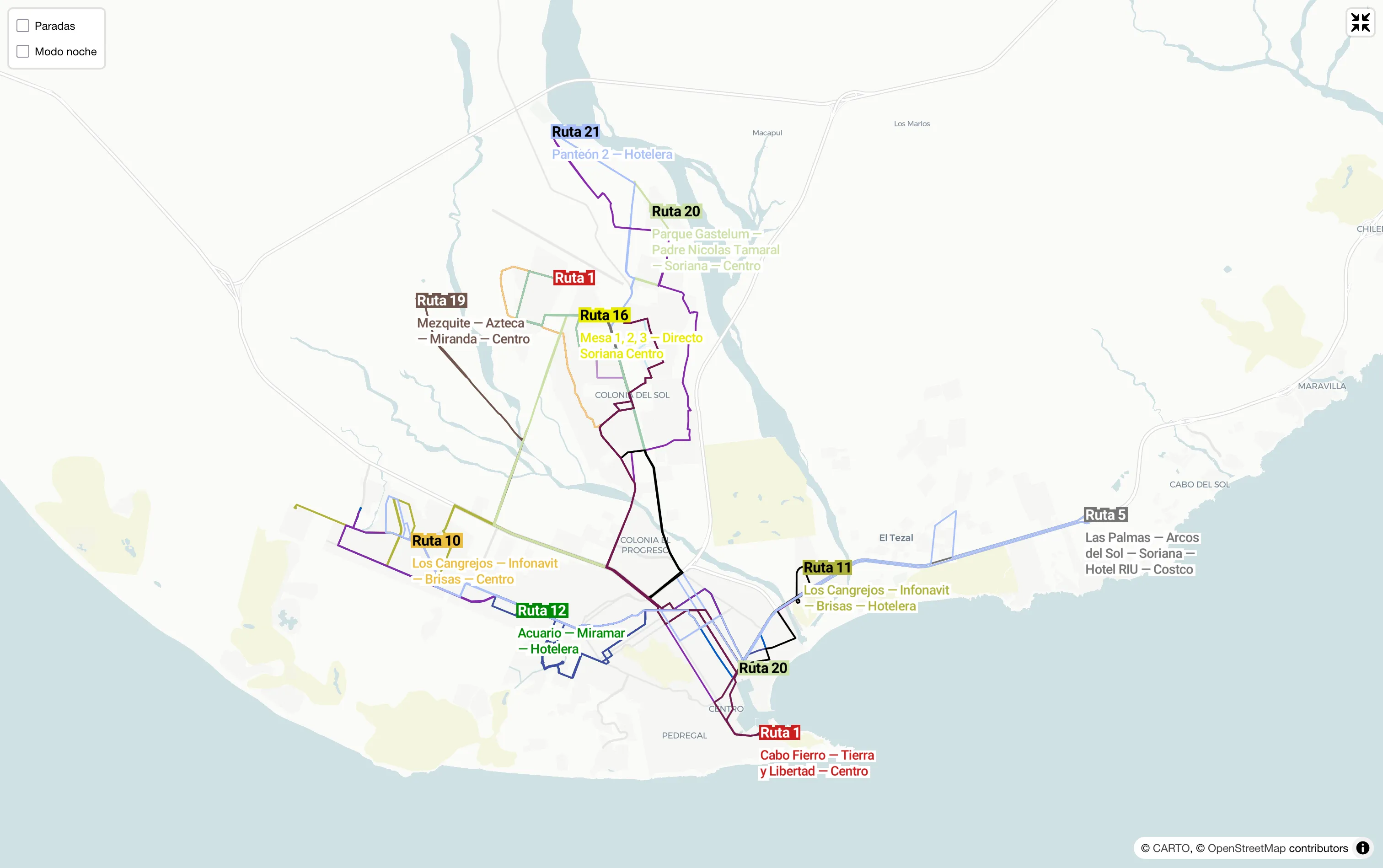 GTFS / Rutas de transporte - Cabo San Lucas, Baja California Sur