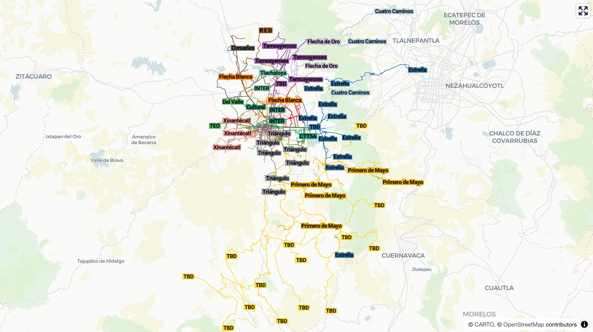 GTFS / Rutas de transporte concesionado - Toluca, Estado de México