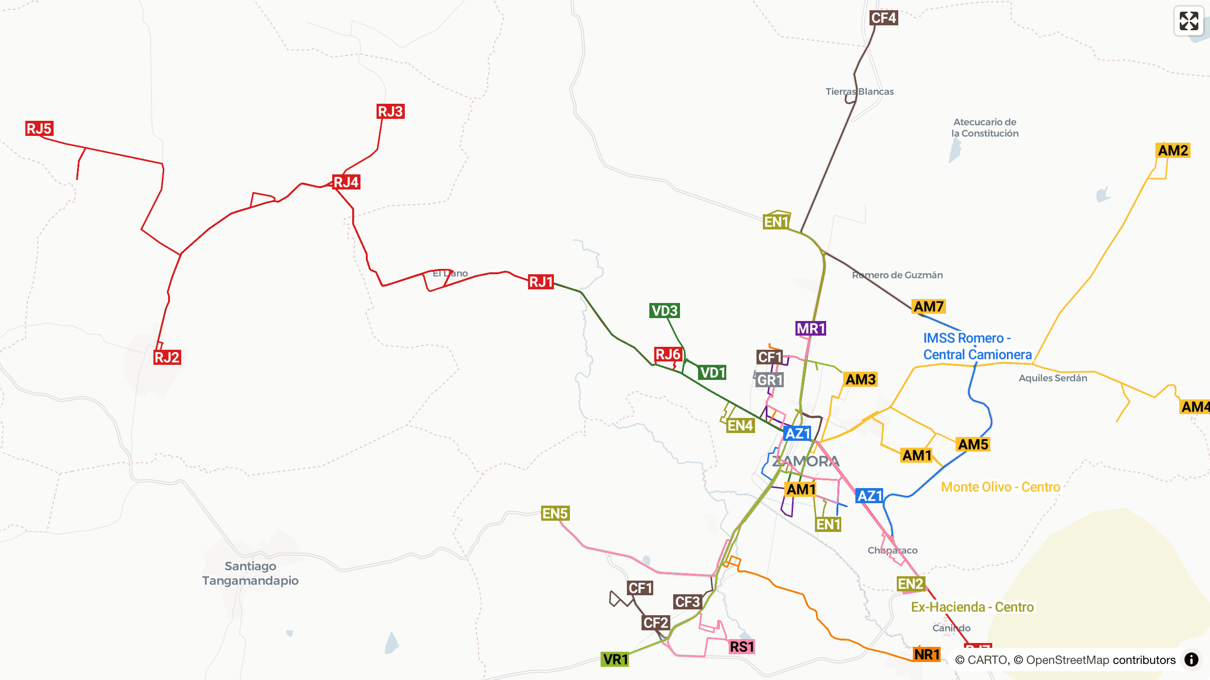 GTFS / Rutas de transporte concesionado - Zamora, Michoacán