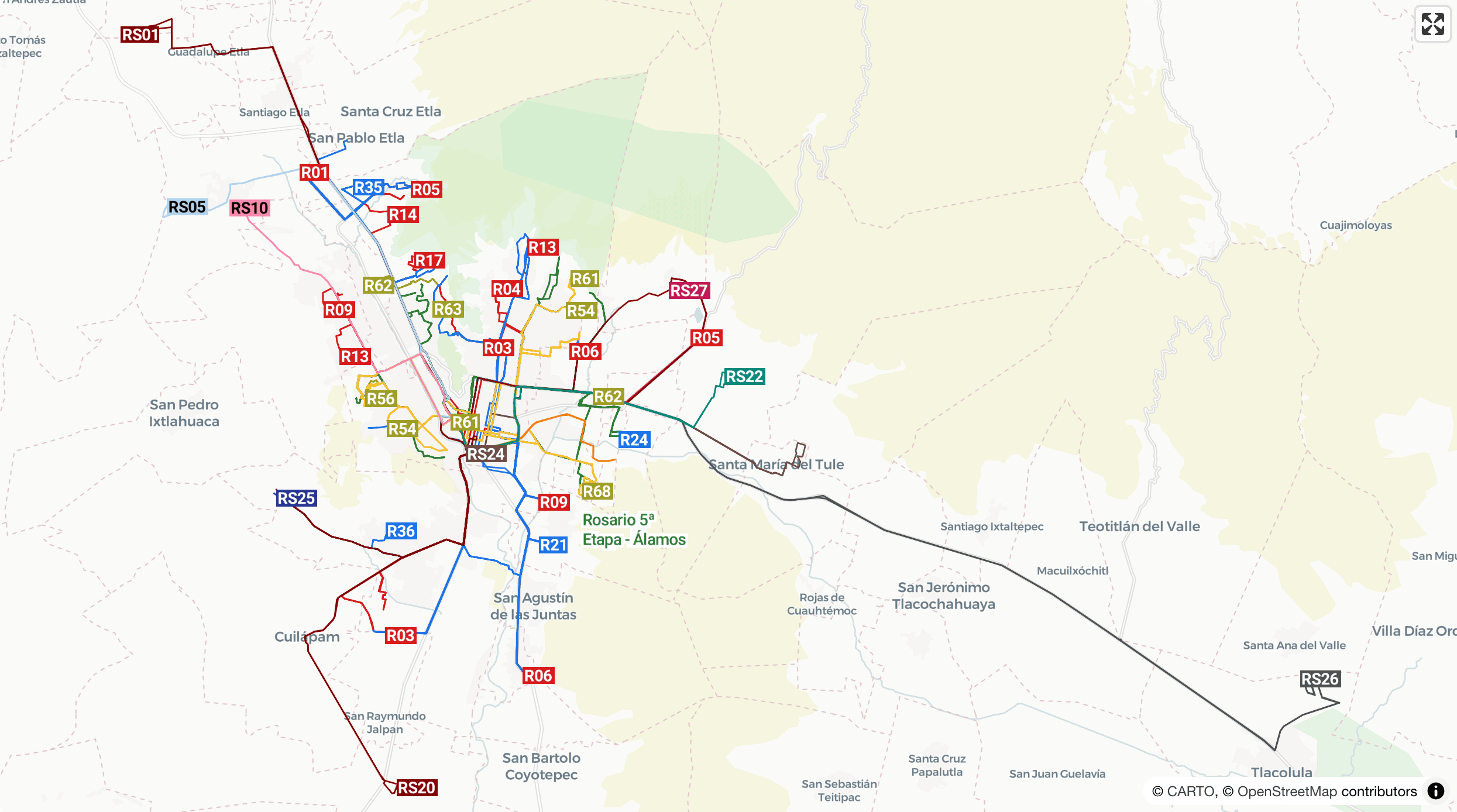 GTFS / Rutas de transporte concesionado - Oaxaca de Juárez, Oaxaca
