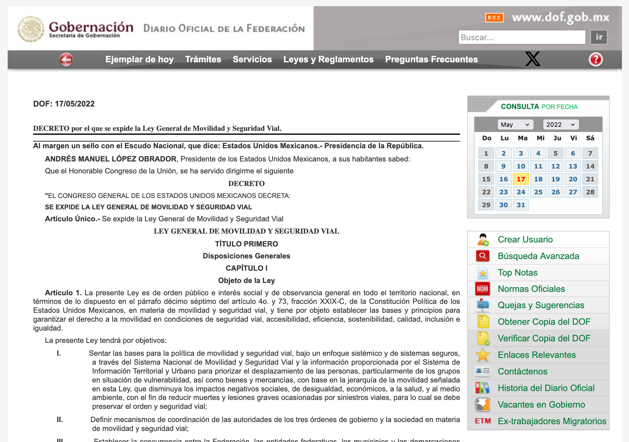 Diario Oficial de la Federación